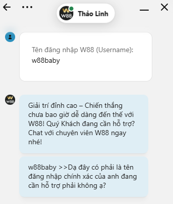 Liên hệ w88 qua live chat